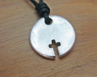 Silver pendant cross "Elias", gift for confirmation, communion, customizable cross with embossing engraving Name Date