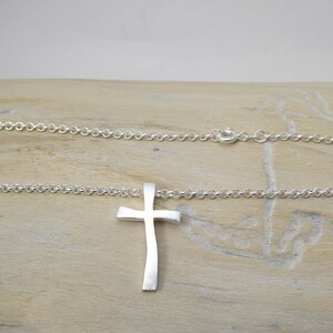 silver cross pendant Consuelo on leather cord image 7