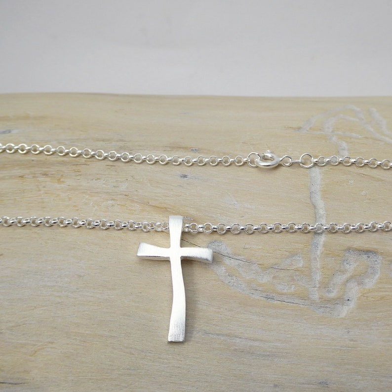 silver cross pendant Consuelo on leather cord image 7