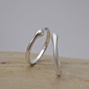 Stapelring Paar Match Silber 925, 2 ineinander passende Ringe, organische Form, Bild 2