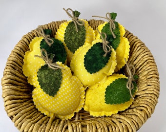 3 Lemon Tier Tray Mini Pillows| Set of 3| Stuffed Fabric Lemons | Summer Kitchen Decor | Lemon Bowl /Basket Fillers| Farmhouse Summer Decor