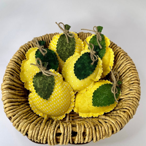 3 Lemon Tier Tray Mini Pillows| Set of 3| Stuffed Fabric Lemons | Summer Kitchen Decor | Lemon Bowl /Basket Fillers| Farmhouse Summer Decor