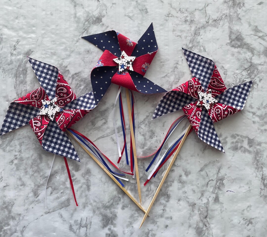 American Fabric Pinwheel | Red White Blue Patriotic Decor, Tiered Tray ...