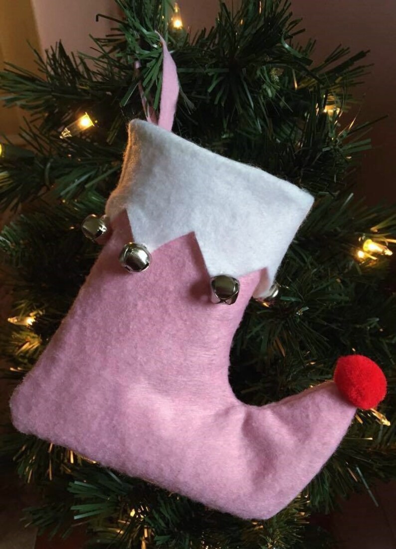 Elf Shoe Ornament Felt Elf Shoes Felt Elf Ornaments Pink Etsy