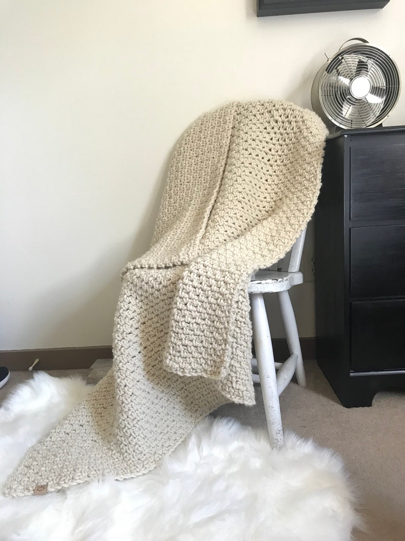 Wool Throw Blanket Chunky Knit Blanket Wool Blend Crochet Etsy