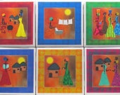 Ceramic Coaster - African Women - Set of 6 -Personalized Drink Bar Coaster - Cup Coaster - Stone Coaster - Tile Coaster - Marble Coaster