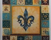 Ceramic Coaster - Fleur-de-lis - Set of 4 - Personalized Coaster - Bar Coaster - Cup Coaster - Stone Coaster - Tile Coaster - Marble Coaster