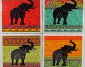 Ceramic Coaster - Elephants - Set of 4 - Personalized Coaster - Coasters - Marble Coaster - Stone Coaster - Ceramic Tile - Monogram Coaster