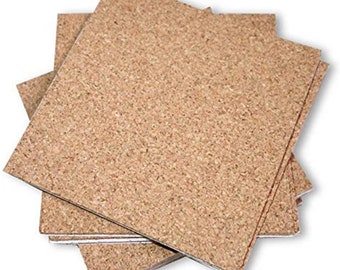 110 Count -  3.75" x 3.75" Self Adhesive Cork  For Coasters - For Stone Coasters - Ceramic Tile or Wood Coasters