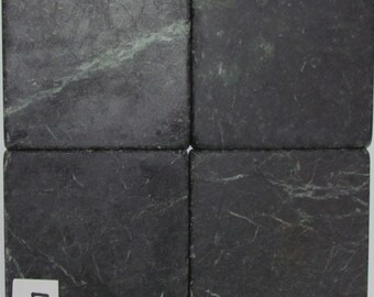 Dark Green Marble Tile Coasters - Plain Stone - Set of 4 -  Coaster Set, Ceramic, Personalized, Coasters, Marble