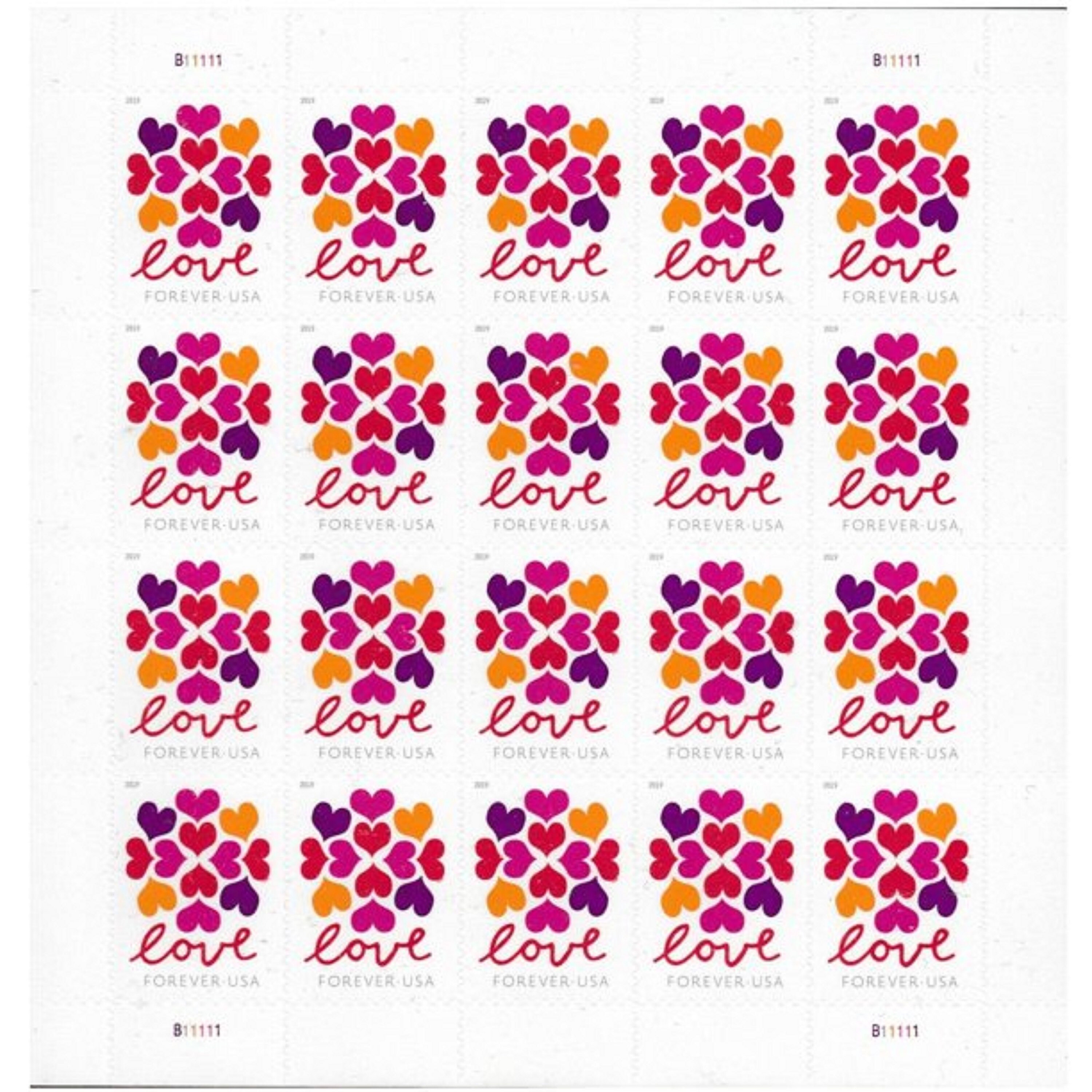 100 5 sheets of 20      100 stamps total USPS Hearts Blossom Forever Stamps