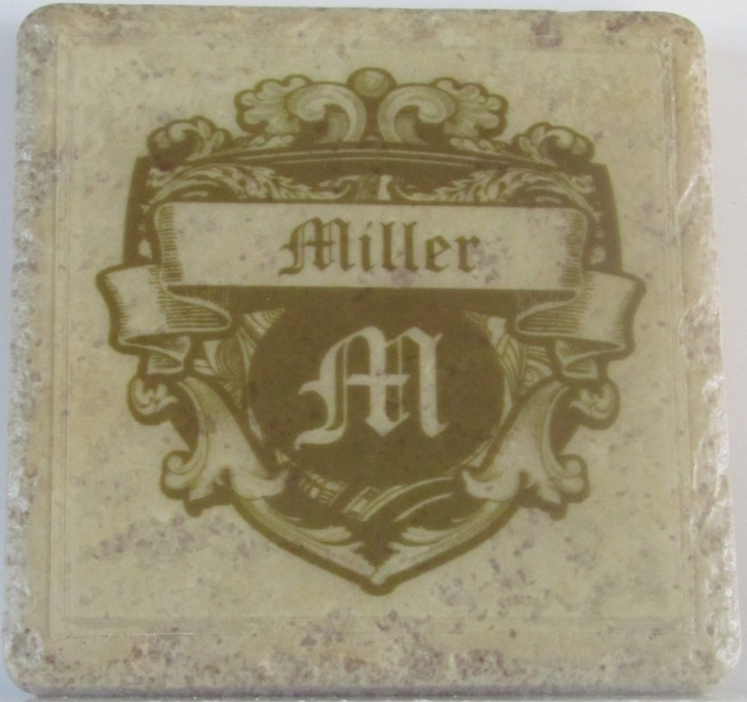Monogram Tile Coasters Personalized Monogram Stone Coasters Set of 4 -ceramic Tile Coasters ...