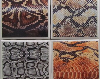 Fliesen untersetzer - Skin Prints - 4er Set - (2 Sets kaufen - 1 Set kostenlos erhalten) Untersetzer Set, Keramik, personalisiert, Untersetzer, Marmor