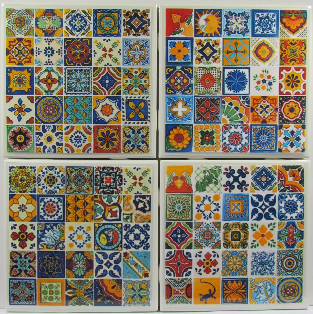 Tile Coaster - Mexican Tile - (set of 4 ) (buy 2 Sets - Get 1 Set Free ...
