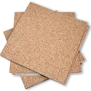 110 Count - 4 "x 4" Sughero autoadesivo per sottobicchieri - Per legno, pietra e piastrelle di ceramica.