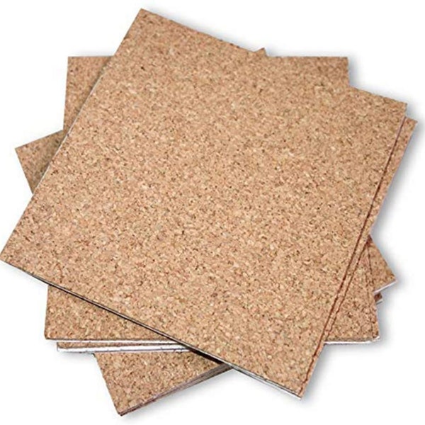 110 Count -  4" x 4"  Self Adhesive Cork for Coasters - For Wood, Stone and Ceramic Tile.