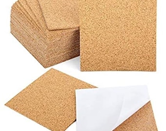 250 Count - Corcho autoadhesivo de 4" x 4" para posavasos - Para posavasos de piedra, baldosas de cerámica o posavasos de madera