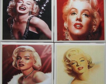 Fliesenuntersetzer - I Love Marilyn - 4er Set - (2 Sets kaufen - 1 Set kostenlos erhalten) Untersetzer Set, Keramik, personalisiert, Untersetzer, Marmor