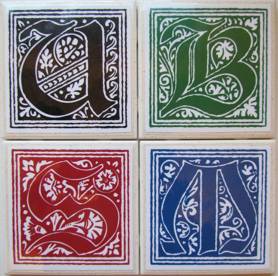Monogram Tile Coasters Tile Coasters - Monogram - Set of 4 (buy 2 Sets - Get 1 Set Free ...