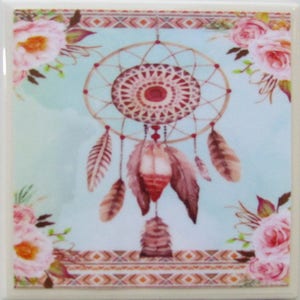 Keramik Fliesen untersetzer - BOHO Art - 4er Set - Personalisierter Untersetzer - Keramik Untersetzer - SteinUntersetzer - Monogramm Untersetzer - Steinuntersetzer