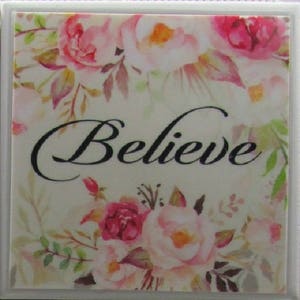 Tile Coasters Hope/Believe Set of 4 Buy 2 Sets Get 1 Set Free Coaster Set, Ceramic, Personalized, Coasters image 3