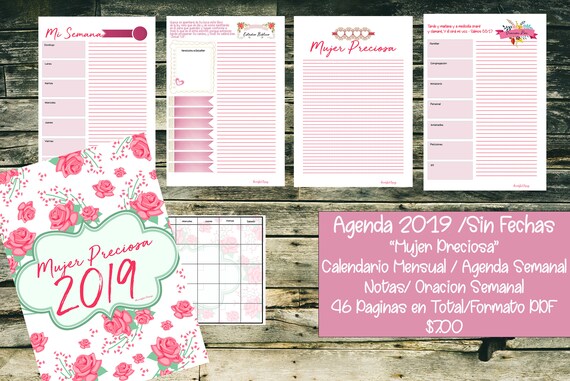 agenda 2019 mujer preciosa etsy formato de agenda semanal