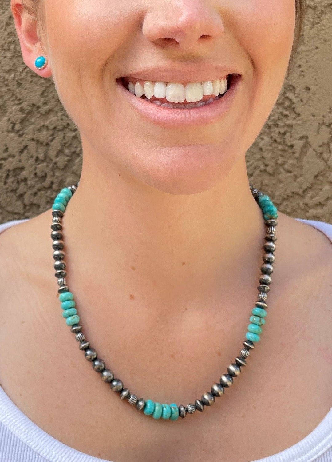 6 Navajo Perlen-Halsketten Set - Western Halsketten Für Damen 38,1cm + 7,9cm