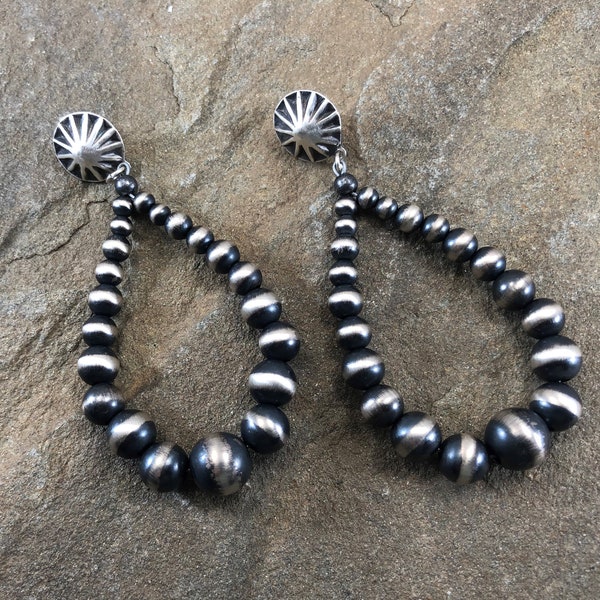 Graduated Navajo teardrop earring 3” main image 0