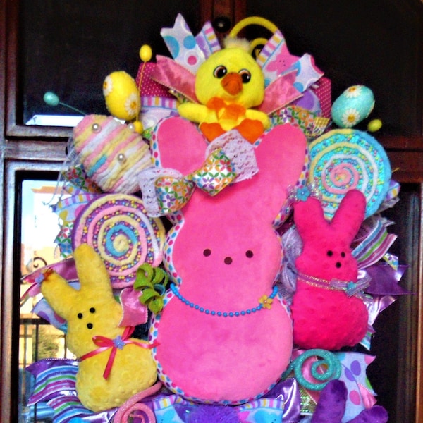 Large Easter Bunny Peep Swag For Doors, Easter Swag, Front Door Easter Wreath,  Spring Door Hangers, Easter Decoration