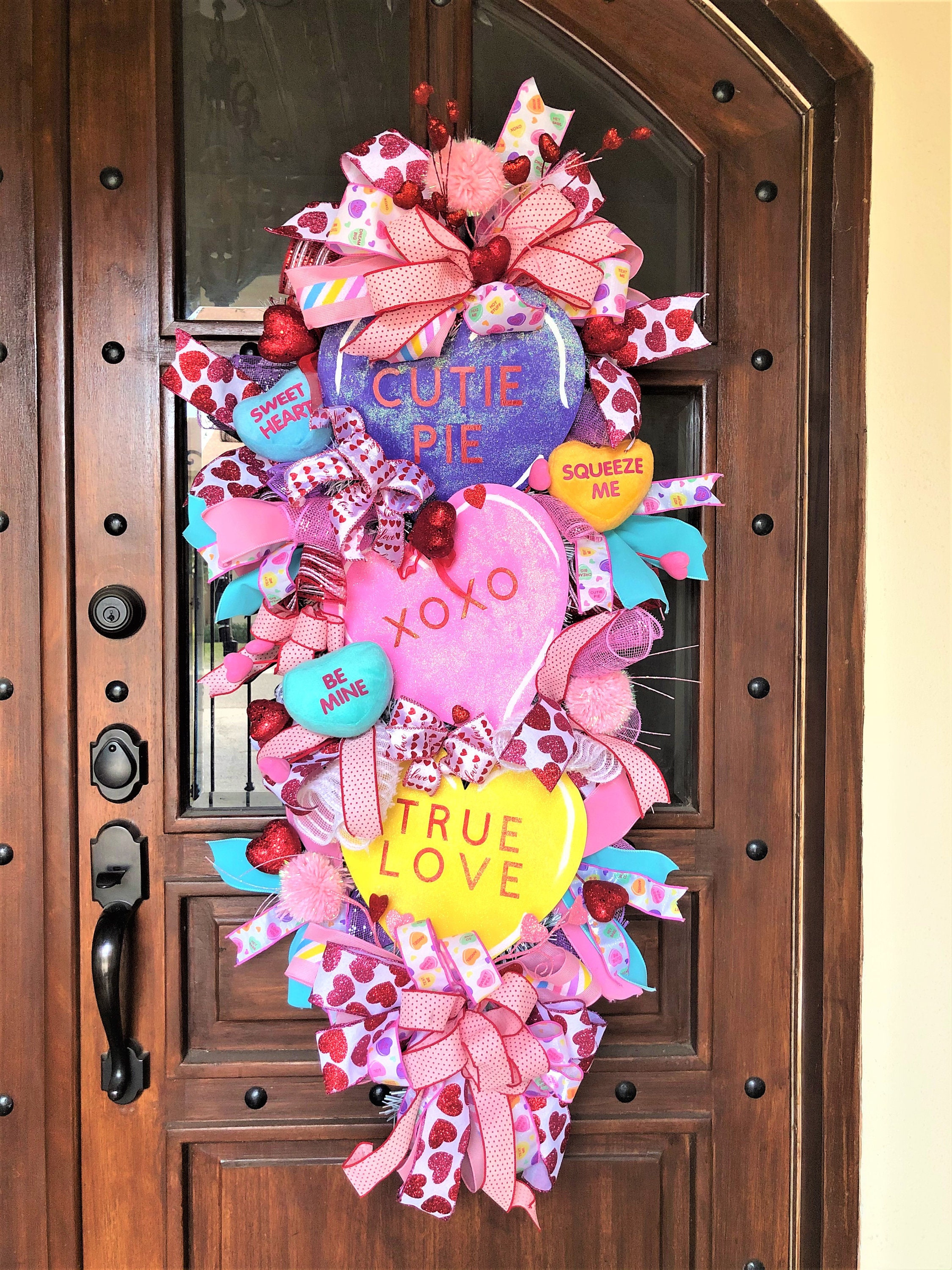 Valentine's Swag for Front Door, Spring Swag, Heart Wreath, Summer Day  Wreath, Candy Wreath, Ice Cream Swag, Birthday Party, Lollipop Wreath 