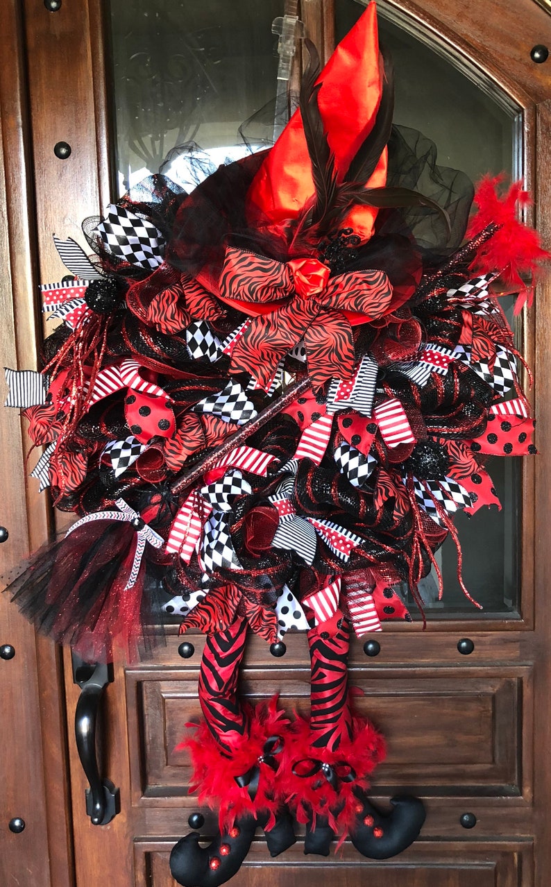 Halloween Mesh Wreath Witch Wreath Fall Wreath Witch Hat Etsy