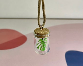 Car Charm - Car Accessories - Monstera Gift for Her - Rearview Mirror Hanging - Car Mirror Hanger - Christmas Ornament - Stocking Stuffer