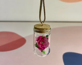 Car Charm - Car Accessories - Pink Peony Gift for Her - Rearview Mirror Hanging - Car Mirror Hanger - Christmas Ornament - Stocking Stuffer