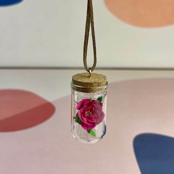 Car Charm - Car Accessories - Pink Peony Gift for Her - Rearview Mirror Hanging - Car Mirror Hanger - Christmas Ornament - Stocking Stuffer