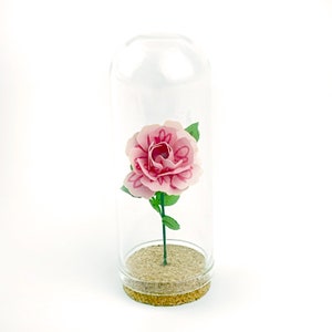 Light Pink Rose Mini Paper Flower in a Tiny Glass Dome Pink Rose image 4