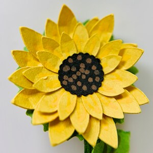 Yellow Sunflower Mini Paper Flower in a Tiny Glass Dome Sunflower image 2