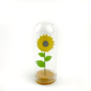 Yellow Sunflower Mini Paper Flower in a Tiny Glass Dome Sunflower image 4