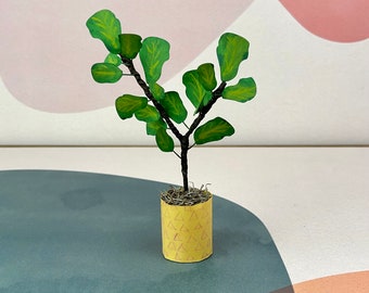 Fiddle Leaf Fig - Mini Paper Plant Sculpture - Fiddle Fig Tree