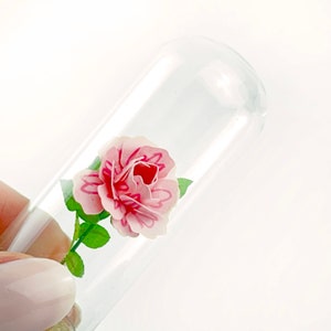 Light Pink Rose Mini Paper Flower in a Tiny Glass Dome Pink Rose image 3