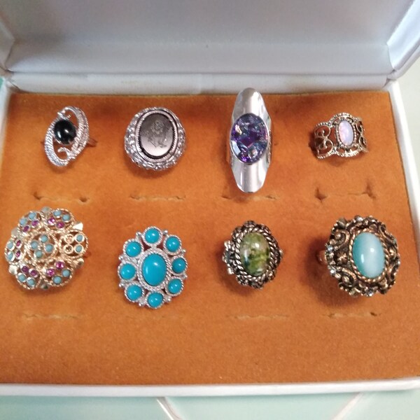 Sarah Coventry, FINE FASHION RINGS, Eight Different Styles, Mid Century Style and Flair, Retro Gifts for Her