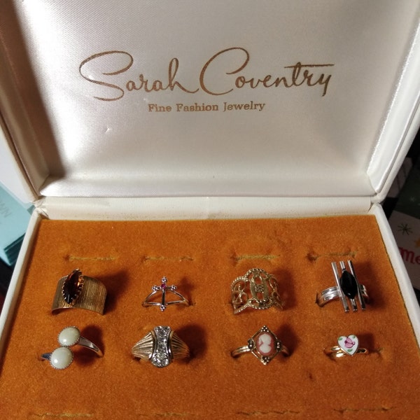 Sarah Coventry, FINE FASHION RINGS, Eight Different Styles, Mid Century Style and Flair, Retro Gifts for Her