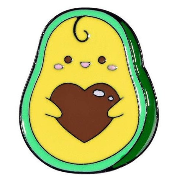 BABY AVOCADO PIN, Holding Heart Shaped Pit, Funny Pins, Super Cute Pin