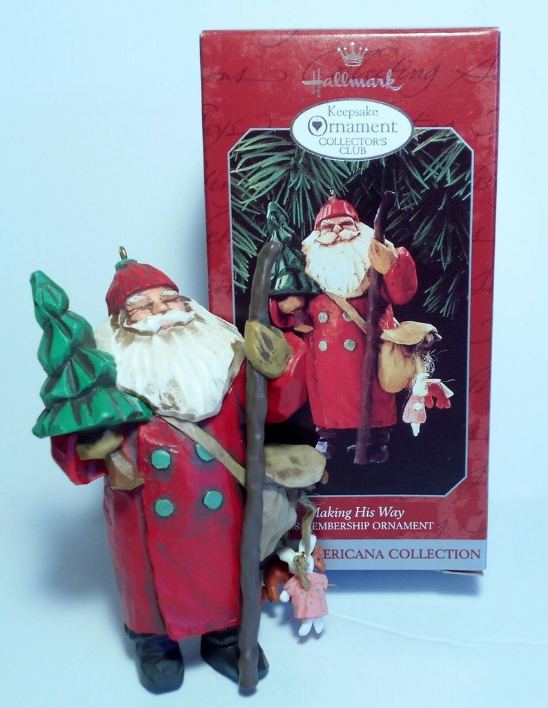 Vintage Resin Folk Art Santa Claus Statue With Toy Bag 8 Christmas Decor