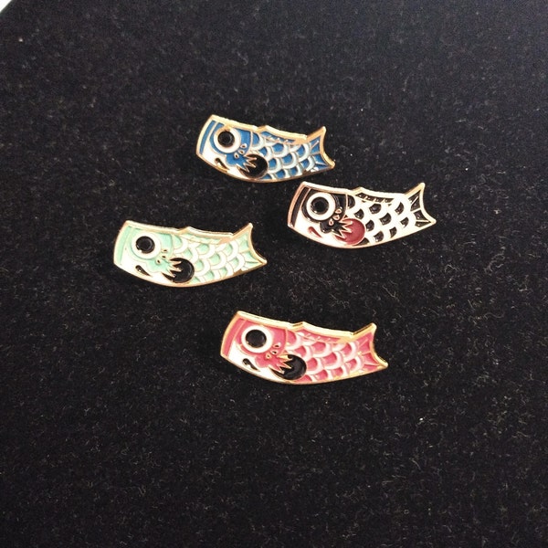 KOI FISHIES, Enamel Pins, COLORFUL Red, Black, Blue and Light Blue Hues, Carp Pin, Hobbyist Jewelry, Lapel Pin, Hat Decoration, Backpack Pin