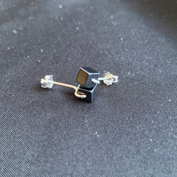 Hematite Cube Stud Earrings