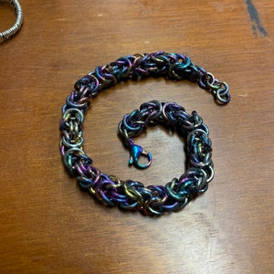 Rainbow Niobium Chain Bracelet - Byzantine