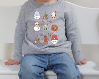 Retro Christmas Sweatshirt, Gingerbread Shirt, Snowman shirt, Christmas Shirt, Retro Holiday Shirt for boys,Boy's  Christmas graphic tee