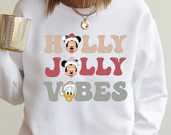 Christmas Disney Holly Jolly sweatshirt, Disney Christmas Shirt, Disney Shirt, Winter Disney Shirt, Holly Jolly Vibes Shirt, Christmas Shirt