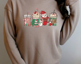 Christmas Coffee Shirt, Cute Christmas Sweatshirt, Coffee Lover tee, Latte Crewneck, Xmas Shirt, women's Holiday Shirt, Christmas sweater