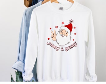 Retro Santa Claus Christmas Sweatshirt, Retro Style Christmas Sweater, Vintage Christmas Shirt, Christmas Sweater, Christmas Gift for Her